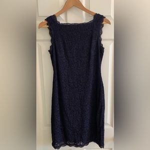 Adrianna Papell Evening Navy Blue Sleeveless Lace Dress